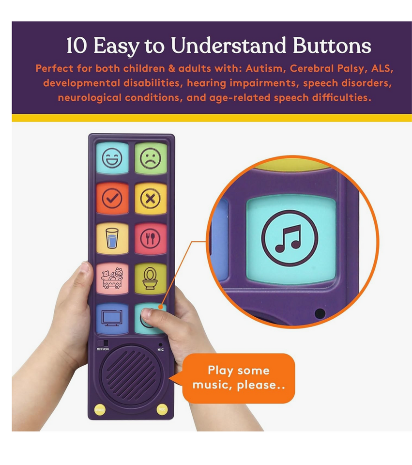 AAC Communication Device Speech Therapy, Talker Buddy Communication Device For Non Verbal Kids & Adults, Autism Talking Aids For Home, School Kids Communication Device W/Recording Option